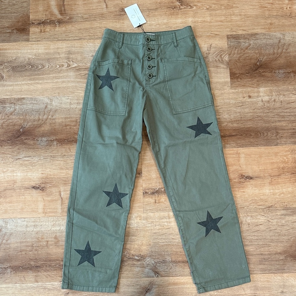 Pistola Boutique High Rise Trouser Olive Star Pants